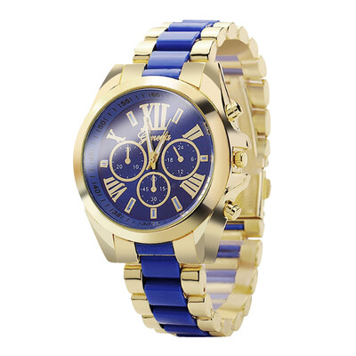 

Gobestart Fashion Casual Roman Digital Fake Three Eye Dial Steel Strap Dial Mens Watch