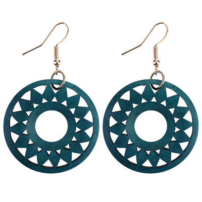 

1Pair Fashion Indian Africa Wooden Earrings For Women Ethnic Long Wood Gear Drop Earring Jewelry 6 colors