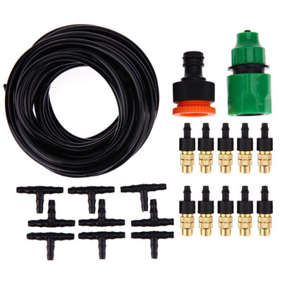 

Outdoor Garden Misting Cooling System Fitting 47mm Hose 10pcs Nozzles Kit