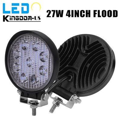 

2 PCS 27W Round Flood Work Light Bar Fog Driving Lamp Truck Tractor SUV 9 LED