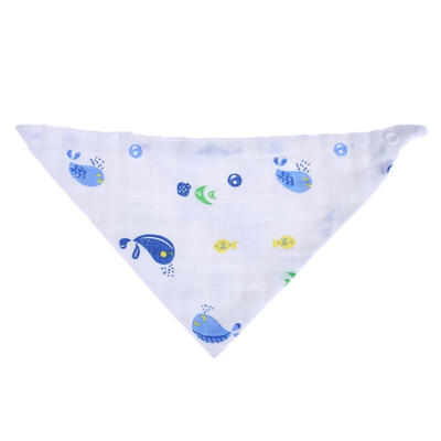 

Cute Baby Kid Infant Blue Whale Printed Triangle Feeding Bibs Saliva Towel