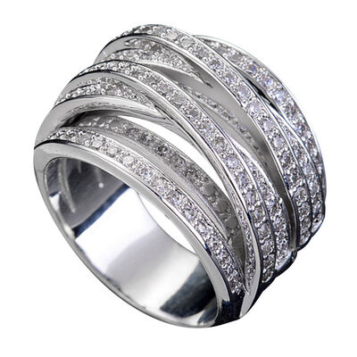 

Pave Setting Diamond Cross Engagement Wedding Band Rings For Women
