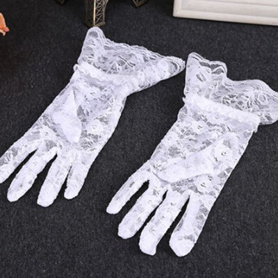 

Women Ladies Sexy Lace Flower Driving Gloves Sunscreen Glove Bridal Party Elegant Lace Finger Mittens Gloves