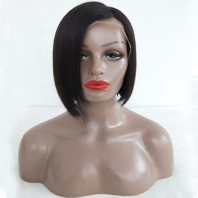 

Bob Brazilian 100Virgin Human Hair Lace Front Wig Short Straight Glueless Remy Front Lace Wig With Baby Hair Preplucked For Women