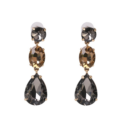 

2019 High Quality Crystal Round Water Drop Ceometric Dangle Earrings Rhinestone Earrings Fashion Wedding Jewelry women Brincos