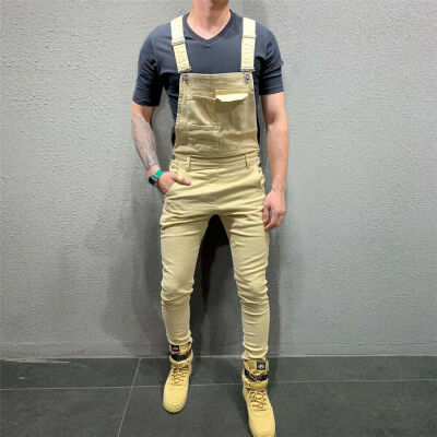 

Mens Denim Dungaree Bib Overalls Jumpsuits Moto Biker Jeans Pants Trousers