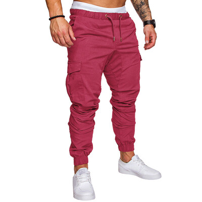 

Gobestart Men Sweatpants Slacks Casual Elastic Joggings Sport Solid Baggy Pockets Trousers