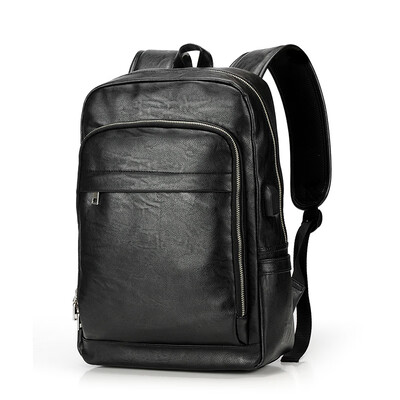 

Korean version of the mens charging trend British leather backpack youth fashion commuter office workers PU waterproof travel bag