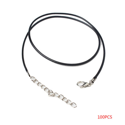 

100 Pcs Korean Waxed Line Necklace Cord DIY Decoration Accessories Lobster Clasp Black Pendant Rope