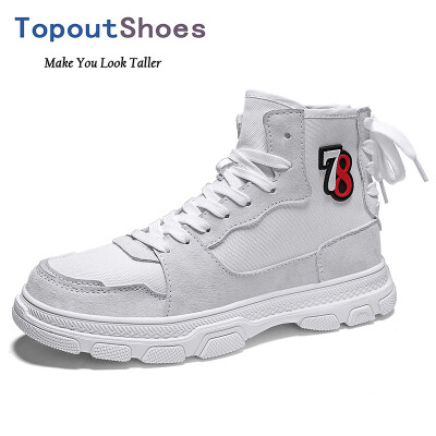 

TopoutShoes Elevator Men High Top Plimsolls Shoes Hidden Lift Canvas Skateboarding Shoes Taller 34cm 85cm