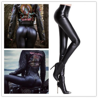 

Fashion Women Skinny Push Up PU Leggings Faux Leather Slim Pants Trousers