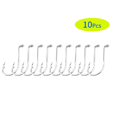 

10Pcs Stainless Steel Fishing Hook Right Angle Barbed Saltwater Freshwater Fish Hooks