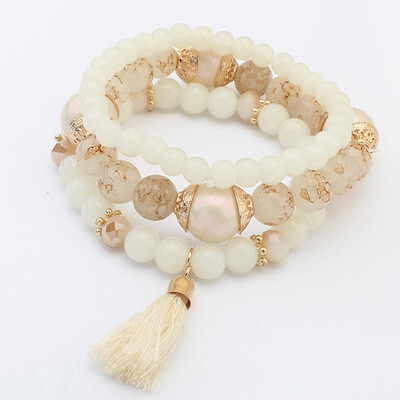 

New Three Layer Bracelet Bohemian Sweet Beaded Multi-layer Natural Stones Bracelet Jewelry Gifts For Girls