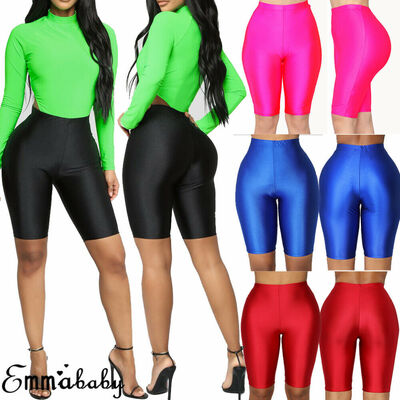 

Womens Stretch Biker Bike Shorts Workout Spandex Leggings Knee Length  M L XL
