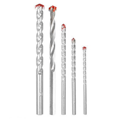

5pcs 4-10mm Rotary Masonry Drill Bits Set YG8 Galvanized Drills Round Shank Spiral Flute for Drilling Concrete Brick Tile