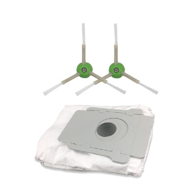 

2Pcs Dirt Dust Disposal Bags 2Pcs Side Brushes Replacement Parts Compatible with i7 i7 E5 E6 Vacuum Cleaner