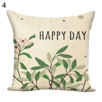 

Letters Flower Green Plants Square Pillow Case Cushion Cover Sofa Bed Car Decor