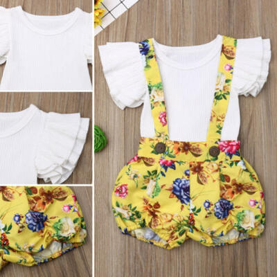 

US Stock Toddler Kid Baby Girl Outfits Clothes T-shirt TopShorts Pants 2PCS Set