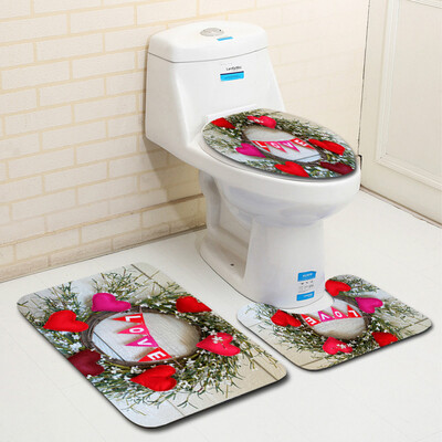 

Siaonvr 3PCS Valentines Day Pattern Non Slip Toilet Seat Cover Rug Bathroom Set Decor