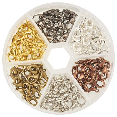 

PH PANDAHALL 1 Small Box 120 Pcs 6 Mixed Colors Zinc Alloy Lobster Claw Clasps Nickel Free