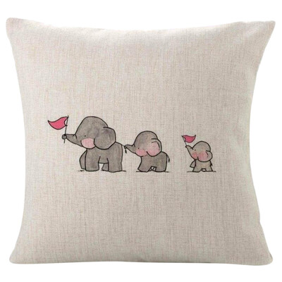 

Siaonvr Three Baby Elephants Home Decor Cushion Cover Cute Animal Pillow Covers