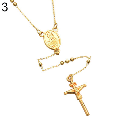

Hip-Pop Men The Cross Catholic Virgin Mary Pendant Beads Rosary Necklace Jewelry