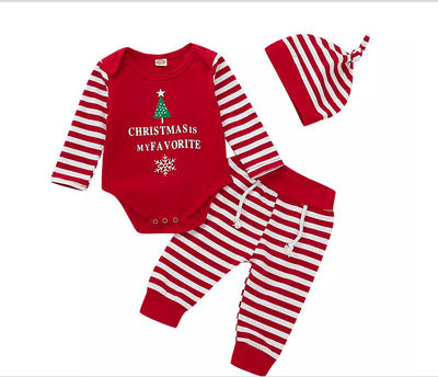 

Baby Boy Girl Newborn First Christmas Clothes Romper Pants Hat Outfits 3PCsset