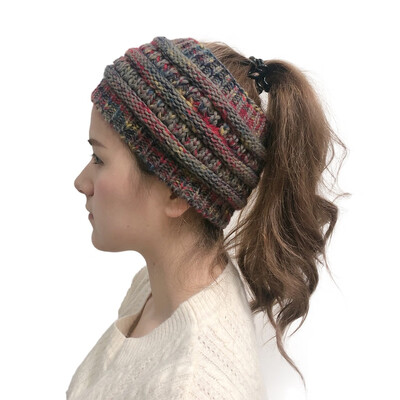 

Tailored Women Outdoor Solid Plush Splice Hats Crochet Knit Holey Beanie Cap Headband