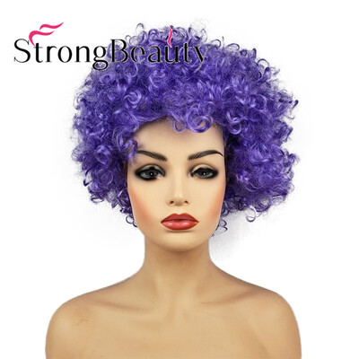 

StrongBeauty Short Curly Afro Jumbo American Synthetic Cosplay Party Wig Color Choose