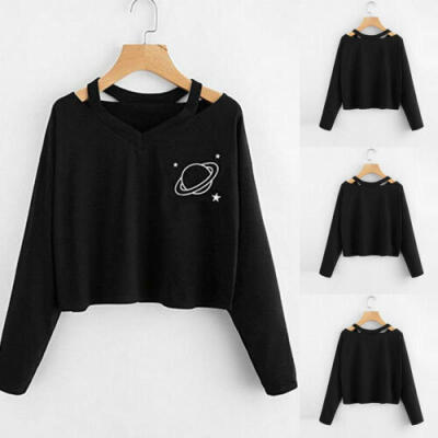 

XL Womens Hooded Hoodie Sweatshirt Jumper Sweater Crop Top Coat Pullover Tops