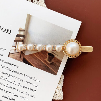 

Romantic Pearl Bangs Clip Hairpin Women Girls Hair Clips Barrette Accessories for Girls Irregular Metal Hairgrip