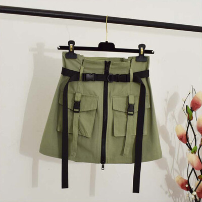 

Roseonmyhand Womens Basic Versatile Solid Color Pocket zipper Skirt Stretchy Mini Skirt