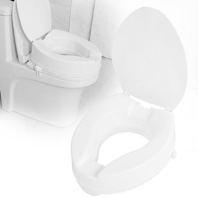 

10cm Elevated Adjustable Detachable Raised Toilet Seat With Lid White Disability Aid Toilet Seat Elevated Raised Toilet Seat
