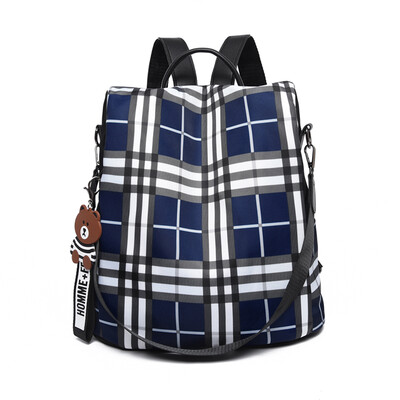 

Shoulder bag female Korean version of Joker bag travel bag Oxford canvas fashion Plaid backpack female shoulder bag