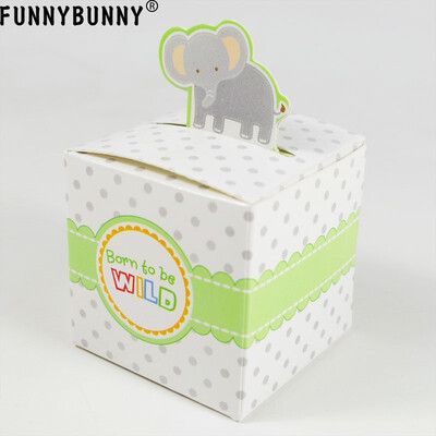 

FUNNYBUNNY 24 Pcs Wild Adorable Jungle Safari Zoo Theme Baby Shower Favor Candy Treat Box Cute Birthday Decoration
