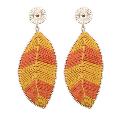 

Bohemia Womens Woven Leaf Long Dangle Drop Stud Earrings Party Jewelry Gift