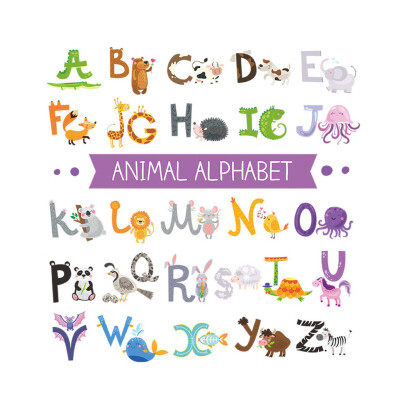 

〖Follure〗Animal Alphabet ABC Kids Wall Stickers Peel For Kids Nursery Room Decor