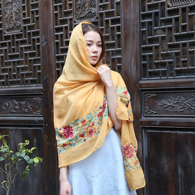 

2018 summer new cotton&linen embroidery scarf Nepal retro national wind shawl sunscreen beach towel