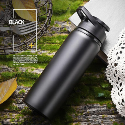 

Siaonvr Portable Stainless Steel Sports Bottle Straight Drink Bicycle Travel Cold Kettle