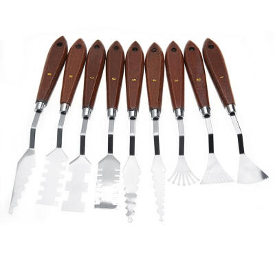 

Greensen 9PCS Professional Spatula Paint Mixture Scraper Set Artist Oil Painting Palette Knife