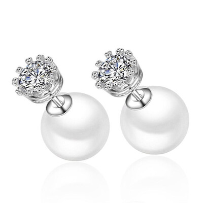 

Imperial Crown Imitation Pearl Stud Earrings For Women Party Gift Fashion Jewelry Cubic Zirconia Not Allergic TY081