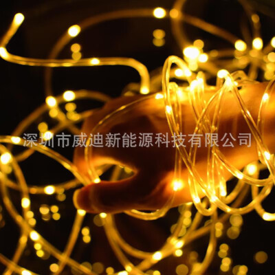 

E-commerce hot sale solar pipe copper wire lamp 100LED hollow two-mode small plate garden decoration