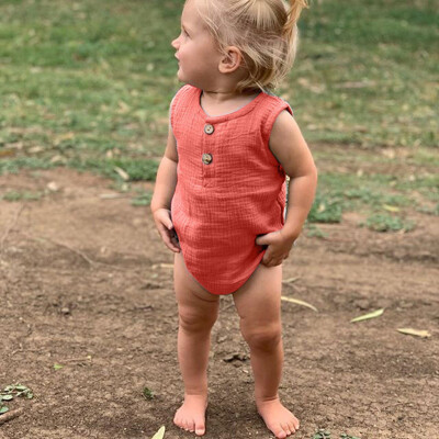

Summer Infant Baby Boys&Girls Sleeveless Ruffles Solid Romper Bodysuit Clothes