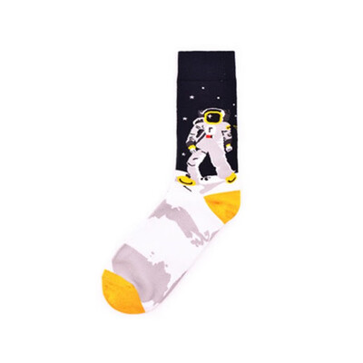 

New Mid Crew colorful Socks Spaceman series cosmic astronaut male personality in the tube cotton socks men sox