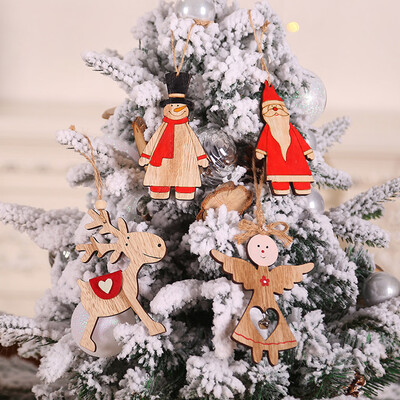 

Siaonvr Christmas Decorations Wooden Sleigh Christmas Tree Pendant Window Dressing 4PC