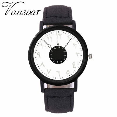 

Vansvar Silver Arabic Numbers Watch Leather Womens Clock Fashion Casual Women Quartz Wristwatches Relogio Feminino