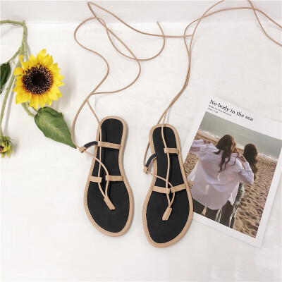 

Summer Female Shoes Holiday Wind Flat Bottom Lace Roman Sandals Female Gentle Lace Fashion Single Shoes