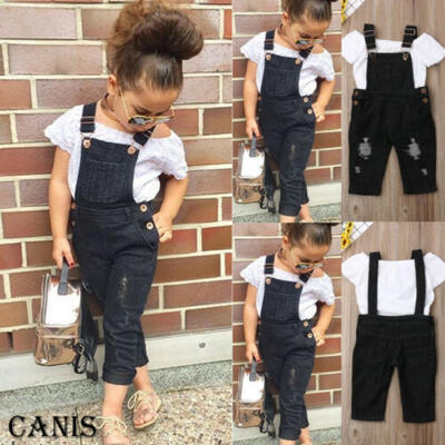 

Newborn Kids Baby Girl Denim Romper Long Jumpsuits Playsuit Outfit Clothes