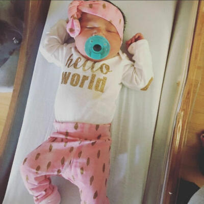 

NEW 3Pcs Newborn Infant Baby Girls Shirt Pants Headband Outfit Baby Cute Clothes
