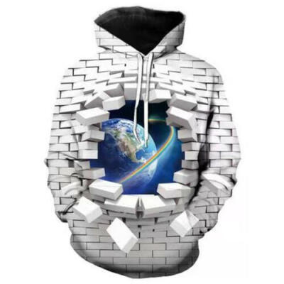 

Womens Mens Sweatshirt 3D Print The Earth Coats Pullover Casual Hoodies Tops